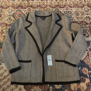 Ann Taylor Black and White Herringbone Blazer